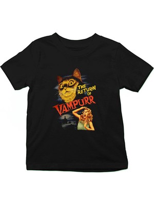 Darkhane Vampir Kedi Siyah Unisex Çocuk Tişört T-Shirt