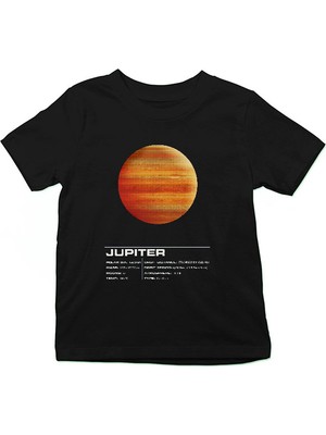 Darkhane Jüpiter Siyah Unisex Çocuk Tişört T-Shirt