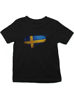 Darkhane Isveç - Sweden Siyah Unisex Çocuk Tişört T-Shirt