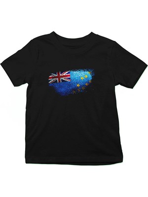 Darkhane Tuvalu Siyah Unisex Çocuk Tişört T-Shirt
