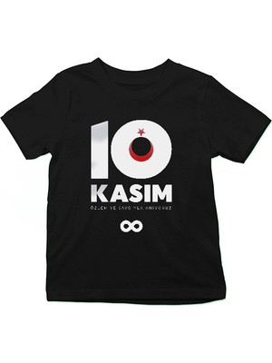 Darkhane 10 Kasım Atatürk'ü Anma Günü Siyah Unisex Çocuk Tişört T-Shirt