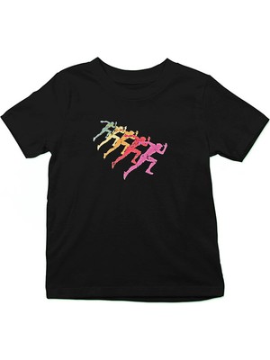 Darkhane Maraton Siyah Unisex Çocuk Tişört T-Shirt
