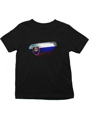 Darkhane Slovakya - Slovakia Siyah Unisex Çocuk Tişört T-Shirt