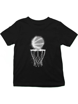 Darkhane Basketbol Siyah Unisex Çocuk Tişört T-Shirt