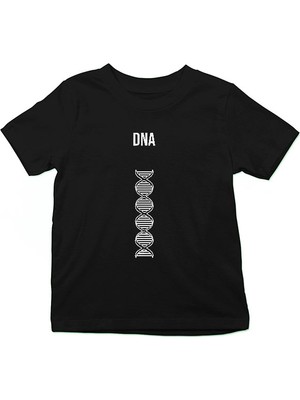 Darkhane Dna Çift Sarmal Siyah Unisex Çocuk Tişört T-Shirt