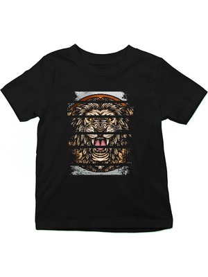Darkhane Grrr Aslan Siyah Unisex Çocuk Tişört T-Shirt