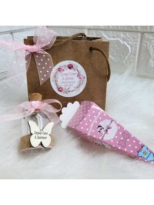 Hayaller Dükkanı Külah Çanta ve Kolonya Şişesi 3 Lü Set Bebek Şekeri Bebek Mevlüt Lik 28 Adet