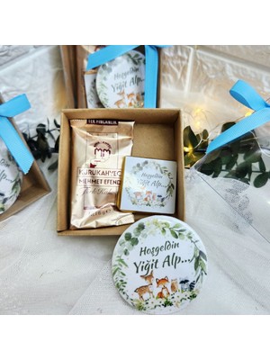 Hayaller Dükkanı 30 Adet Sevimli Hayvanlar Baskıslı Açacak Kahve ve Çikolata Bebek Şekeri Magnet Yenidoğan Mevlüt Lik