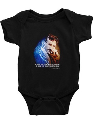 Darkhane Nikola Tesla Alıntı Siyah Unisex Bebek Body - Zıbın