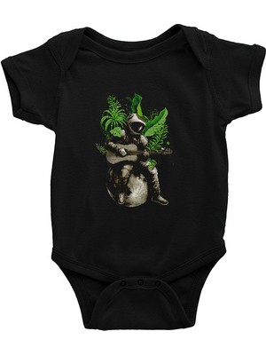 Darkhane Gitarist Astronot Siyah Unisex Bebek Body - Zıbın