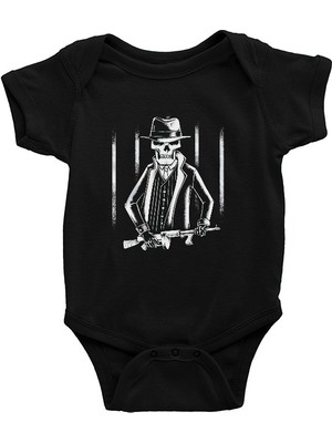 Darkhane Gangster Kurukafa Siyah Unisex Bebek Body - Zıbın