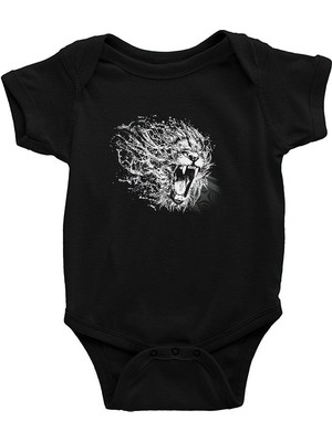 Darkhane Kükreyen Aslan Siyah Unisex Bebek Body - Zıbın