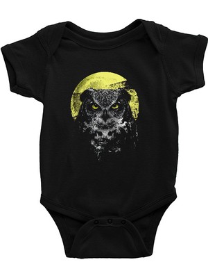 Darkhane Baykuş Siyah Unisex Bebek Body - Zıbın