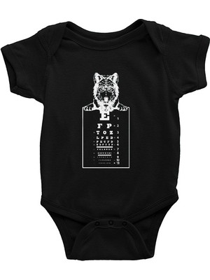 Darkhane Göz Doktoru Kurt Siyah Unisex Bebek Body - Zıbın