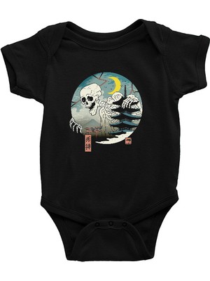 Darkhane Uzakdoğulu Kurukafa Siyah Unisex Bebek Body - Zıbın
