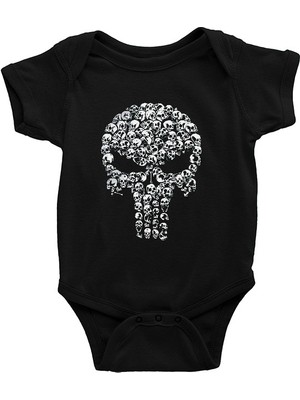 Darkhane Kurukafa Punisher Siyah Unisex Bebek Body - Zıbın