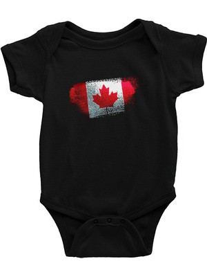 Darkhane Kanada - Canada Siyah Unisex Bebek Body - Zıbın
