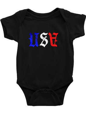 Darkhane Abd Usa Amerika Siyah Unisex Bebek Body - Zıbın