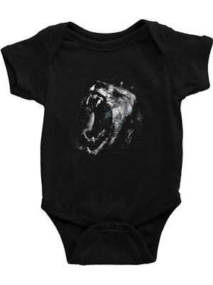Darkhane Tehlikeli Aslan Siyah Unisex Bebek Body - Zıbın
