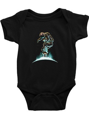 Darkhane Kaykay Astronot Siyah Unisex Bebek Body - Zıbın