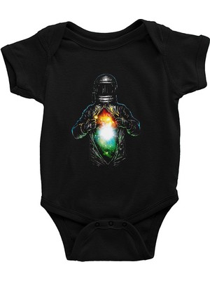 Darkhane Astronot Siyah Unisex Bebek Body - Zıbın