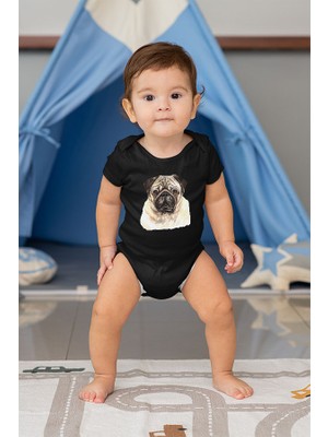 Darkhane Sevin Beni Pug Siyah Unisex Bebek Body - Zıbın