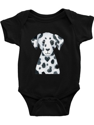 Darkhane Yavru Dalmaçyalı Siyah Unisex Bebek Body - Zıbın