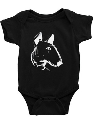 Darkhane Çizim Bull Teriyer Siyah Unisex Bebek Body - Zıbın