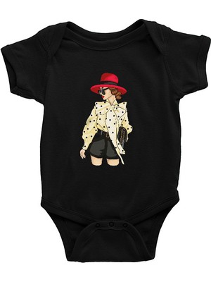 Darkhane Fiyonk Modası Fashion Siyah Unisex Bebek Body - Zıbın