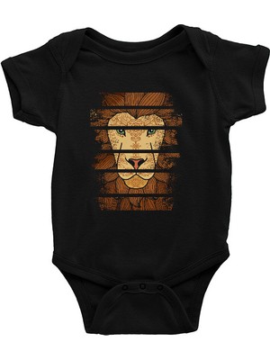 Darkhane Ormanlar Kralı Aslan Siyah Unisex Bebek Body - Zıbın