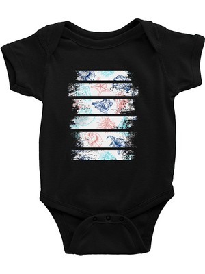 Darkhane Istiridye Midye Salyangoz Siyah Unisex Bebek Body - Zıbın
