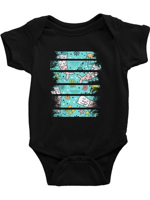 Darkhane Deniz Kızı Kedi Siyah Unisex Bebek Body - Zıbın