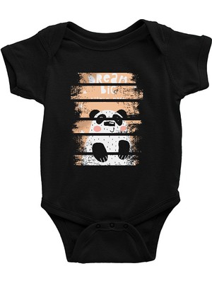 Darkhane Panda Büyük Hayaller Siyah Unisex Bebek Body - Zıbın