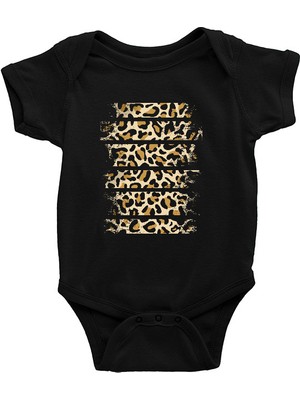 Darkhane Leopar Deseni Siyah Unisex Bebek Body - Zıbın