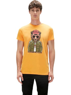 Bad Bear Good Game 0 Yaka Erkek Tshirt - Oranj