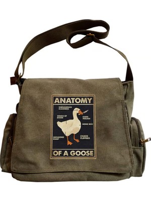 Dükkan Design Duck Anatomy Baskılı Unisex Yeşil Postacı Çantası
