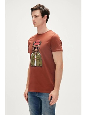 Bad Bear Good Game 0 Yaka Erkek Tshirt - Kahverengi