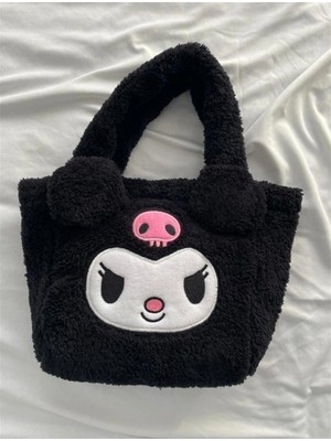 Dükkan Design Peluş Çanta Anime Kuromi Kawaii Peluş El Çantası Siyah