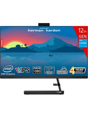 Lenovo Ideacentre Aıo 3 27IAP7 Intel Core I5-12450H 8gb 512GB SSD 1tb HDD Intel UHD Graphics Freedos 27 IPS Fhd Klavye+Mouse Siyah F0GJ00YXTR-85121 All In One Bilgisayar