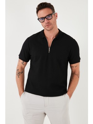 Buratti Pamuklu Regular Fit Fermuarlı Polo Yaka T Shirt Erkek Polo Yaka T Shirt 5902434