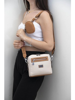 Silver & Polo Bej - A.taba SP1038 Kadın Çapraz Çanta