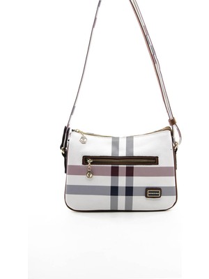 Silver & Polo Beyaz - Taba SP818 Kadın Çapraz Çanta