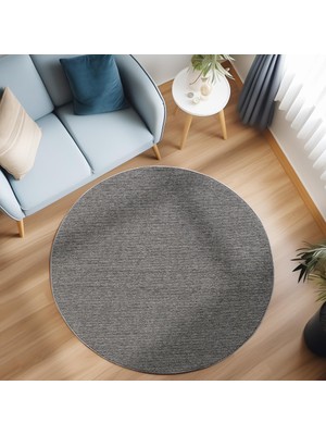 Carpettex Yumuşak Bukleli Sisal Jüt Salon Oturma Odası Gri Renkli Yuvarlak Halı