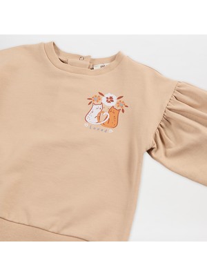 Panço Kız Bebek Baskı Detaylı Sweatshirt