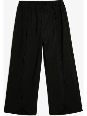 Koton Kız Çocuk Basic Pantolon Geniş Paça Lastikli Beli Dokulu Siyah Renkli Model