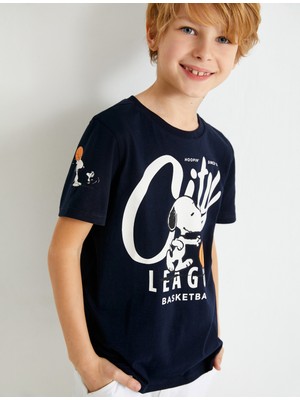 Koton Snoopy Tişört Lisanslı Kısa Kollu Bisiklet Yaka Pamuklu