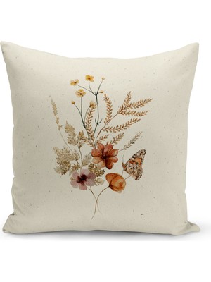 Bertille Home Flower/vintage Serisi Çift Tarafı Dijital Baskılı  4'lü Kırlent Kılıfı Seti  (Cushion Cover Set)