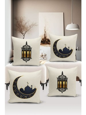 Bertille Home Ramazan Serisi Çift Tarafı Dijital Baskılı  4'lü Kırlent Kılıfı Seti  (Ramadan Cushion Cover Set)