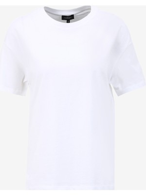 Fabrika Beyaz Kadın Bisiklet Yaka Basic T-Shirt F4Sl-Tst0722