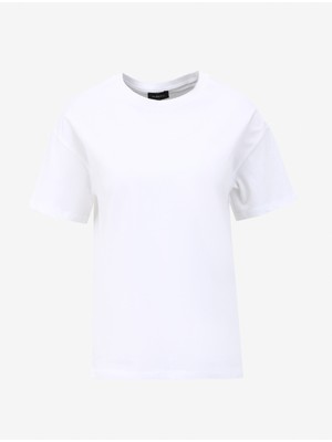 Fabrika Beyaz Kadın Bisiklet Yaka Basic T-Shirt F4Sl-Tst0359